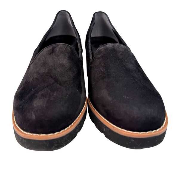 Vionic Wedge Suede Shoes Sz 10 Black Willa Leather Slip On Comfort Orthotic - Picture 5 of 11